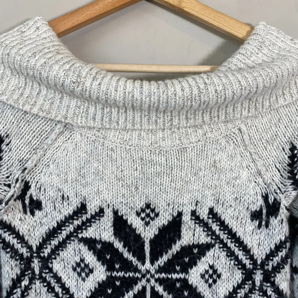 Abercrombie & Fitch Cowl Neck Fair Isle Knit Sweater Dress Womens Small Gray Y2K - Picture 10 of 13